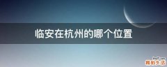 临安在杭州的哪个位置