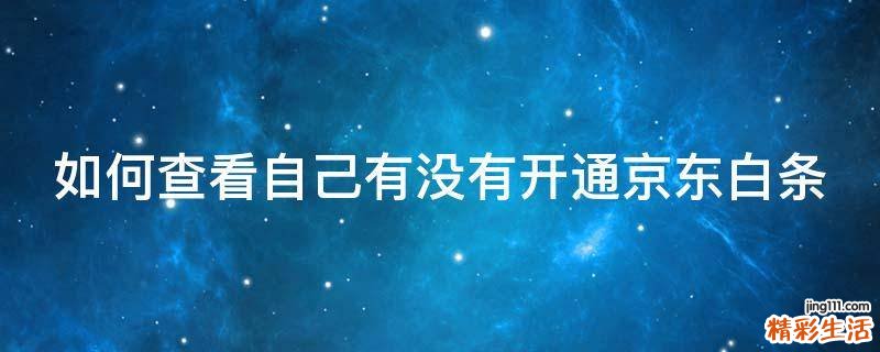 如何查看自己有没有开通京东白条
