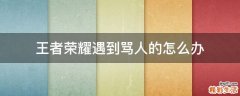 王者荣耀遇到骂人的怎么办