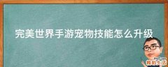 完美世界手游宠物技能怎么升级