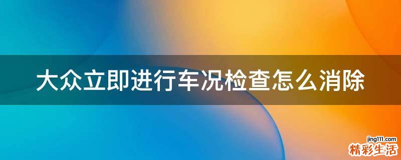 大众立即进行车况检查怎么消除