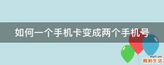 如何一个手机卡变成两个手机号