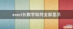 execl长数字如何全部显示