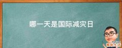 哪一天是国际减灾日
