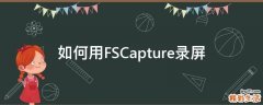 如何用FSCapture录屏