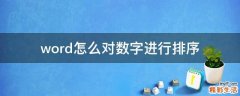 word怎么对数字进行排序