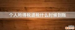 个人所得税退税什么时候到账