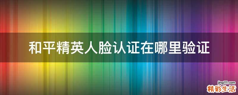 和平精英人脸认证在哪里验证