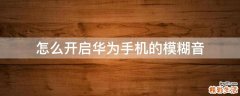 怎么开启华为手机的模糊音