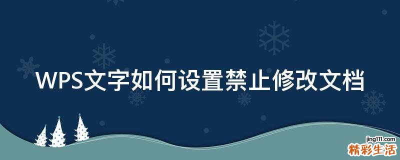 WPS文字如何设置禁止修改文档