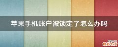 苹果手机账户被锁定了怎么办吗