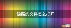 隐藏的文件怎么打开