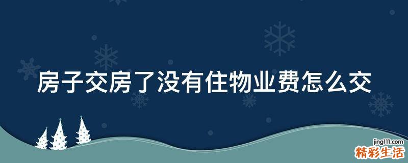 房子交房了没有住物业费怎么交