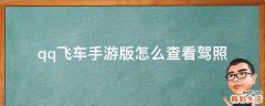 qq飞车手游版怎么查看驾照