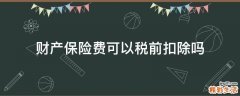 财产保险费可以税前扣除吗