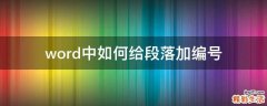 word中如何给段落加编号