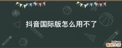 抖音国际版怎么用不了