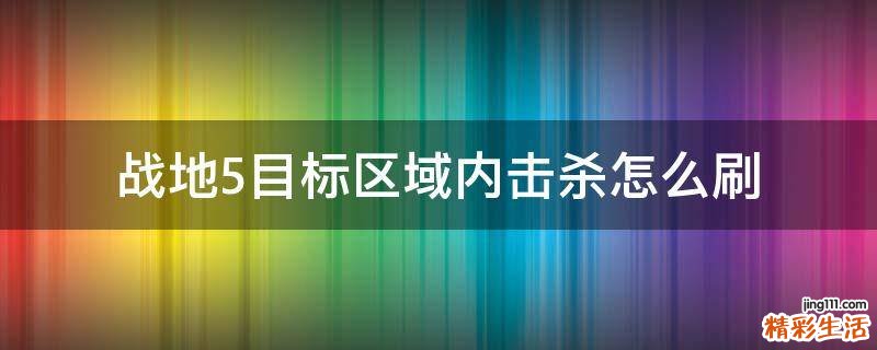 战地5目标区域内击杀怎么刷