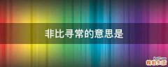 非比寻常的意思是