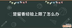 楚留香经验上限了怎么办