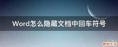 Word怎么隐藏文档中回车符号