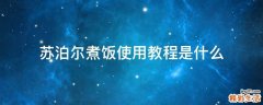 苏泊尔煮饭使用教程是什么