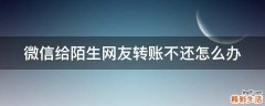 微信给陌生网友转账不还怎么办