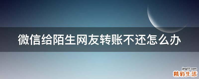 微信给陌生网友转账不还怎么办