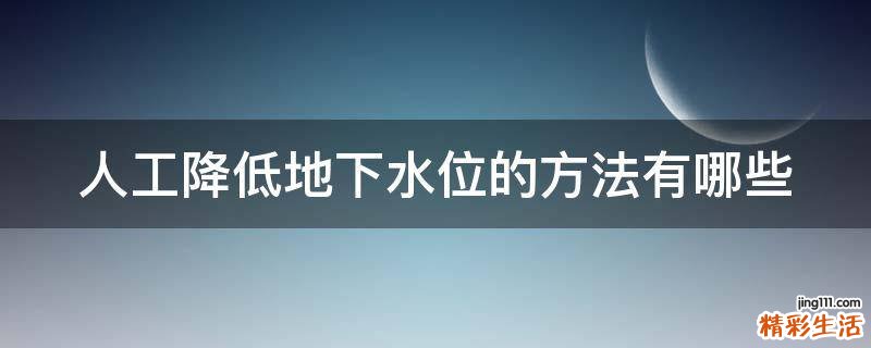 人工降低地下水位的方法有哪些