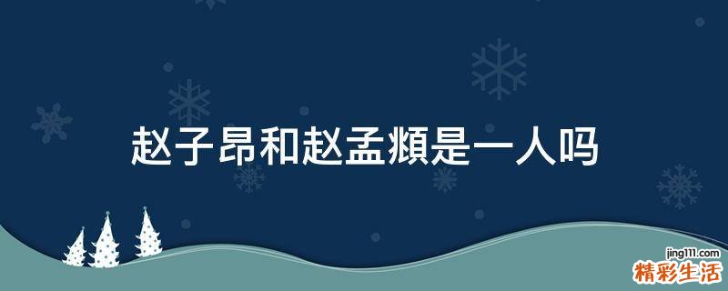 赵子昂和赵孟頫是一人吗