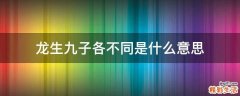 龙生九子各不同是什么意思