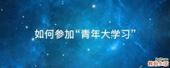 如何参加“青年大学习”