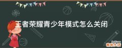 王者荣耀青少年模式怎么关闭