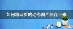 如何将网页的动态图片保存下来