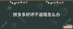 拼多多好评不返现怎么办