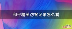 和平精英访客记录怎么看