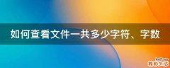 如何查看文件一共多少字符、字数