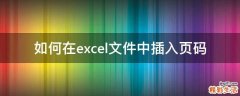 如何在excel文件中插入页码
