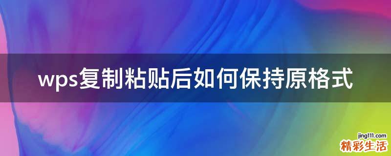 wps复制粘贴后如何保持原格式
