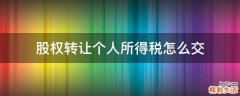 股权转让个人所得税怎么交