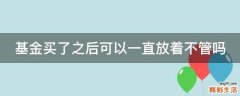 基金买了之后可以一直放着不管吗