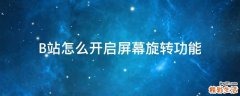 B站怎么开启屏幕旋转功能