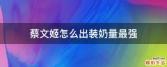 蔡文姬怎么出装奶量最强
