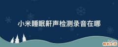 小米睡眠鼾声检测录音在哪