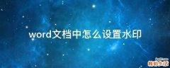 word文档中怎么设置水印