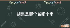 胡集是哪个省哪个市