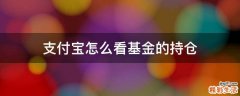 支付宝怎么看基金的持仓