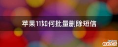苹果11如何批量删除短信