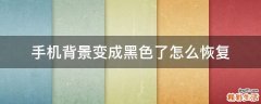 手机背景变成黑色了怎么恢复
