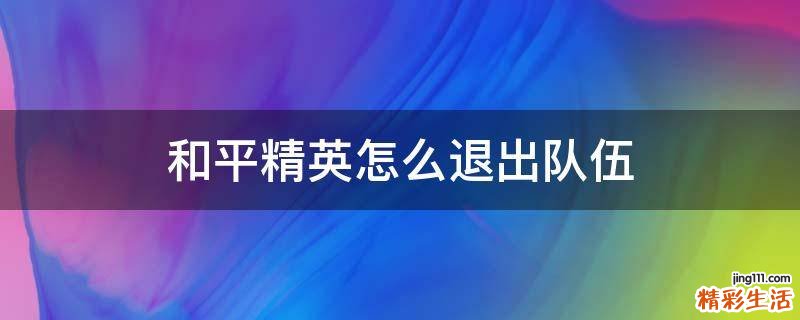 和平精英怎么退出队伍